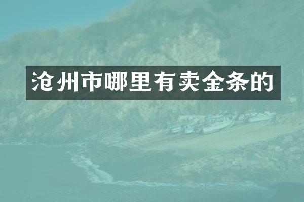 沧州市哪里有卖金条的