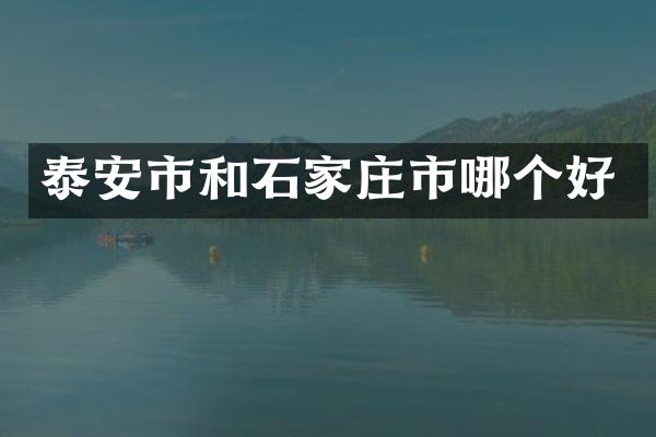 泰安市和石家庄市哪个好