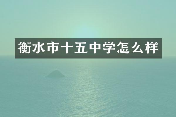 衡水市十五中学怎么样