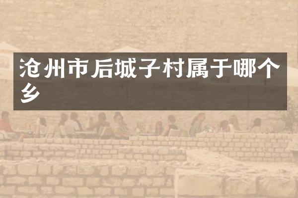 沧州市后城子村属于哪个乡