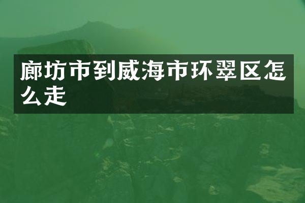 廊坊市到威海市环翠区怎么走