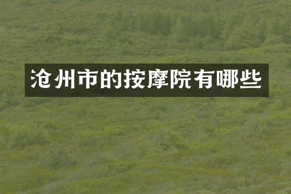 沧州市的按摩院有哪些