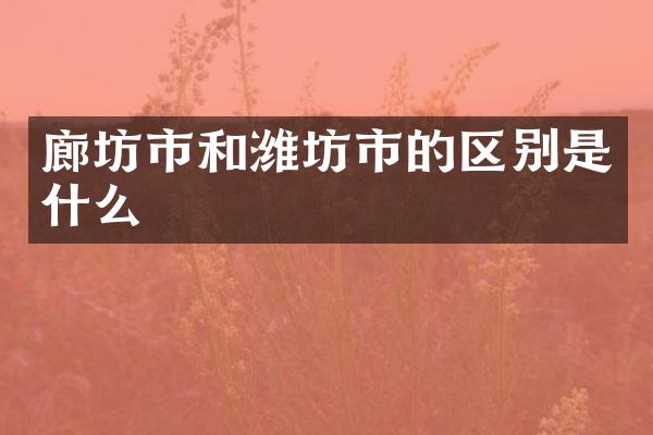 廊坊市和潍坊市的区别是什么