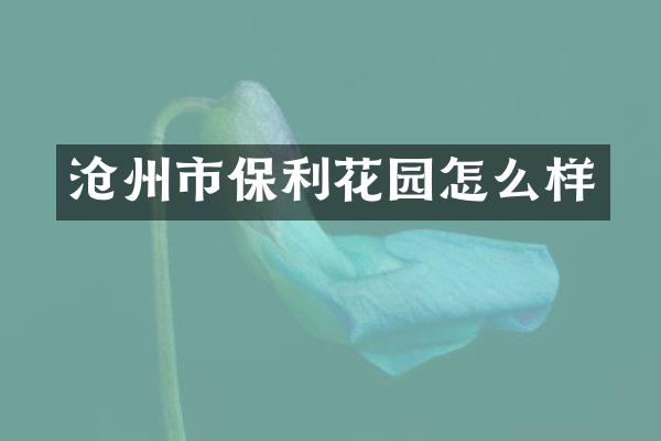 沧州市保利花园怎么样