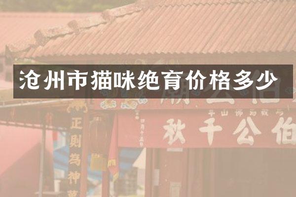沧州市猫咪绝育价格多少
