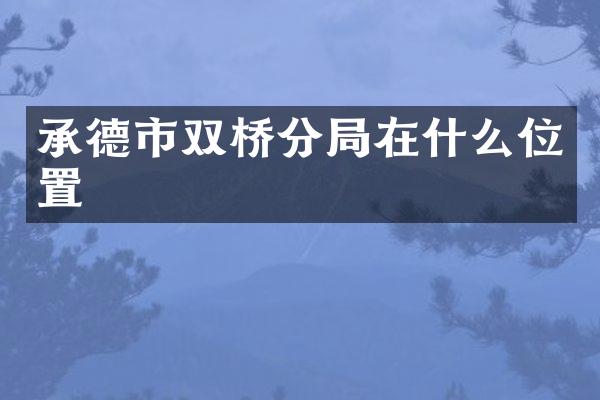承德市双桥分局在什么位置