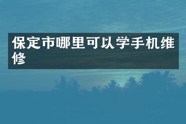 保定市哪里可以学手机维修