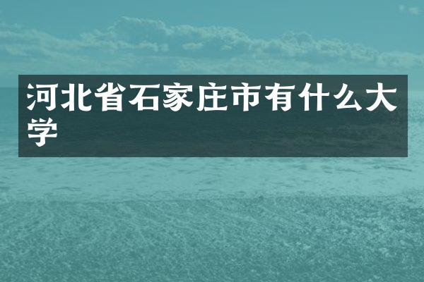 河北省石家庄市有什么大学