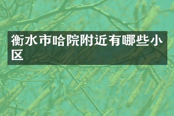 衡水市哈院附近有哪些小区