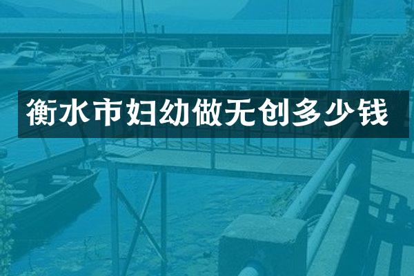 衡水市妇幼做无创多少钱