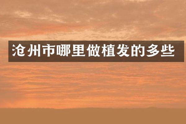 沧州市哪里做植发的多些