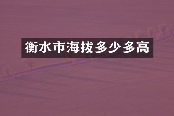 衡水市海拔多少多高