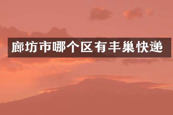 廊坊市哪个区有丰巢快递