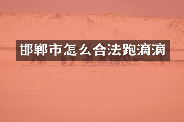 邯郸市怎么合法跑滴滴