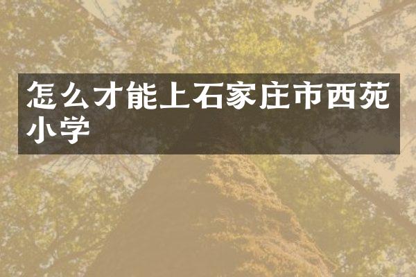 怎么才能上石家庄市西苑小学
