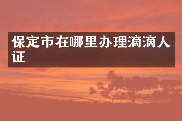 保定市在哪里办理滴滴人证