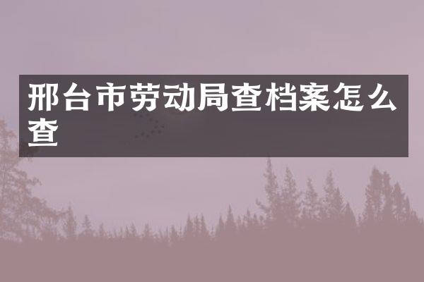 邢台市劳动局查档案怎么查
