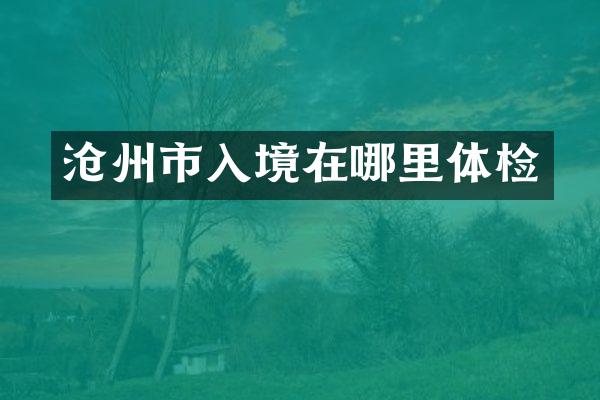 沧州市入境在哪里体检