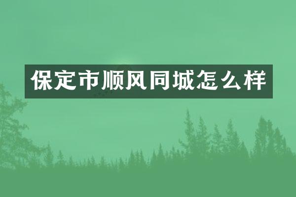 保定市顺风同城怎么样