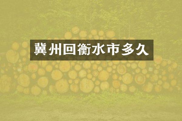 冀州回衡水市多久