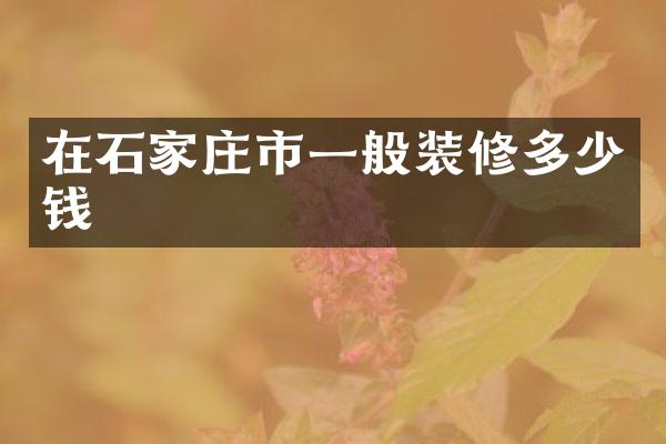 在石家庄市一般装修多少钱