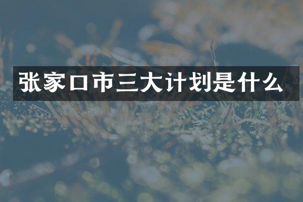 张家口市三大计划是什么