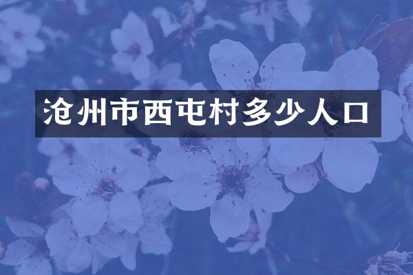 沧州市西屯村多少人口