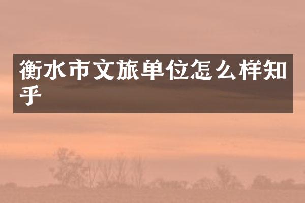 衡水市文旅单位怎么样知乎