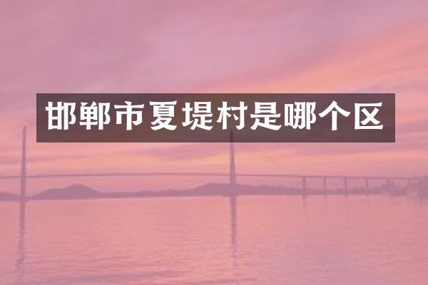 邯郸市夏堤村是哪个区