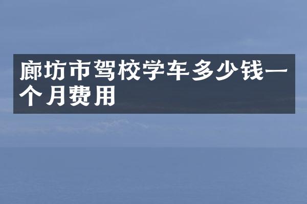 廊坊市驾校学车多少钱一个月费用
