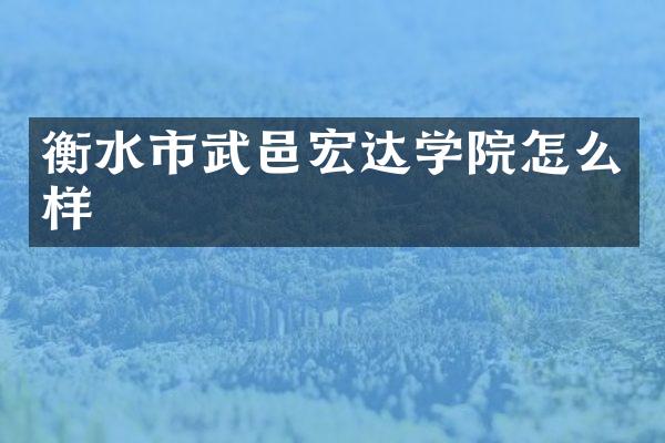 衡水市武邑宏达学院怎么样