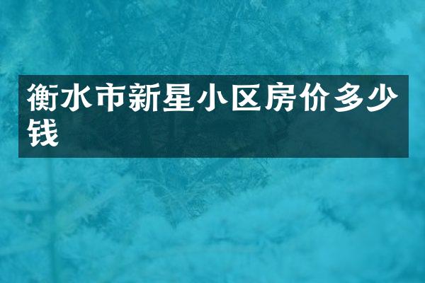 衡水市新星小区房价多少钱