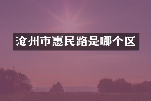 沧州市惠民路是哪个区