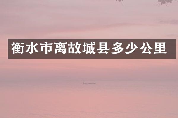 衡水市离故城县多少公里