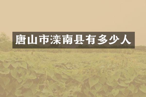 唐山市滦南县有多少人
