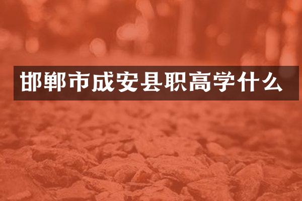 邯郸市成安县职高学什么