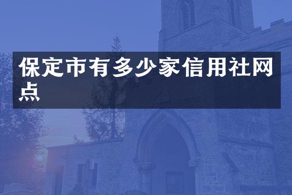 保定市有多少家信用社网点