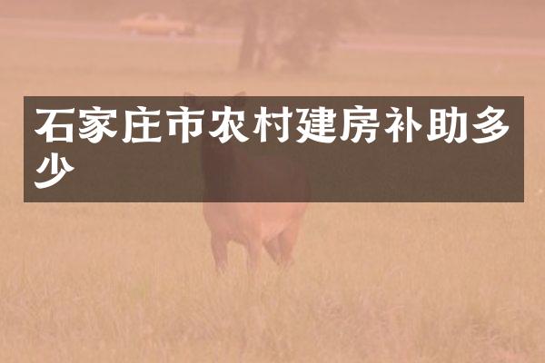 石家庄市农村建房补助多少