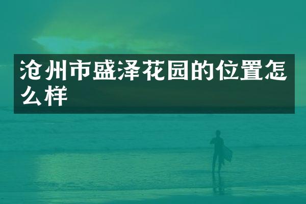 沧州市盛泽花园的位置怎么样
