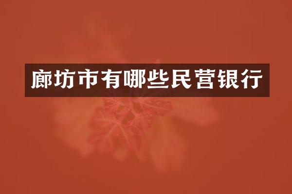 廊坊市有哪些民营银行