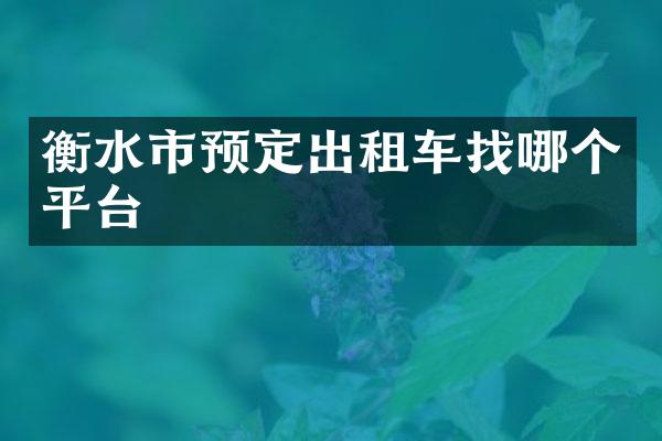 衡水市预定出租车找哪个平台