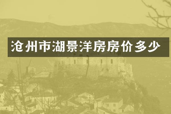 沧州市湖景洋房房价多少
