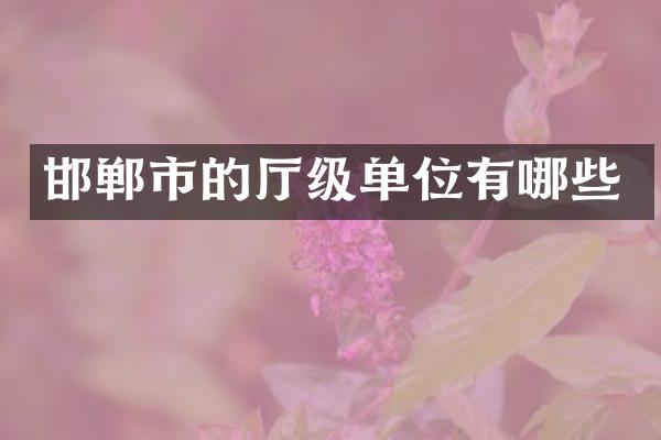 邯郸市的厅级单位有哪些
