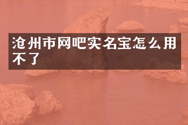沧州市网吧实名宝怎么用不了