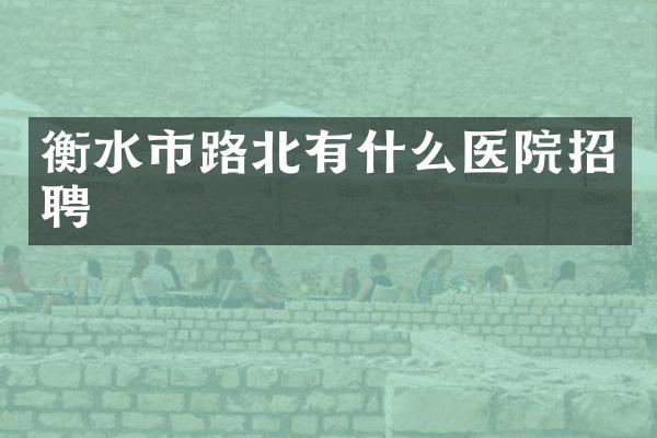 衡水市路北有什么医院招聘