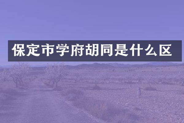 保定市学府胡同是什么区