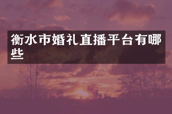 衡水市婚礼直播平台有哪些