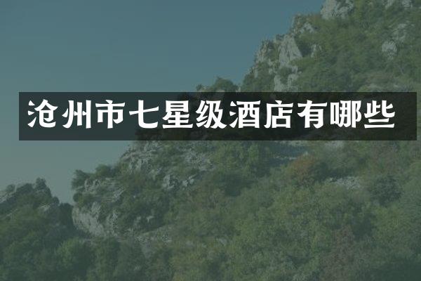 沧州市七星级酒店有哪些