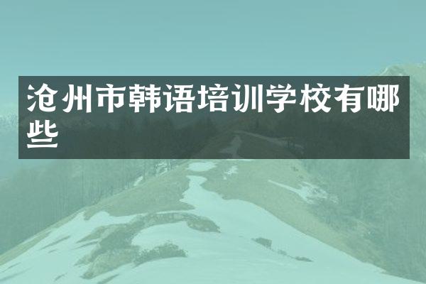 沧州市韩语培训学校有哪些