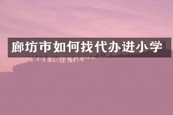 廊坊市如何找代办进小学